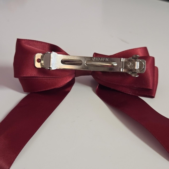 Elegant Red Satin Hair Bow Barrette Clip - Picture 4 of 6